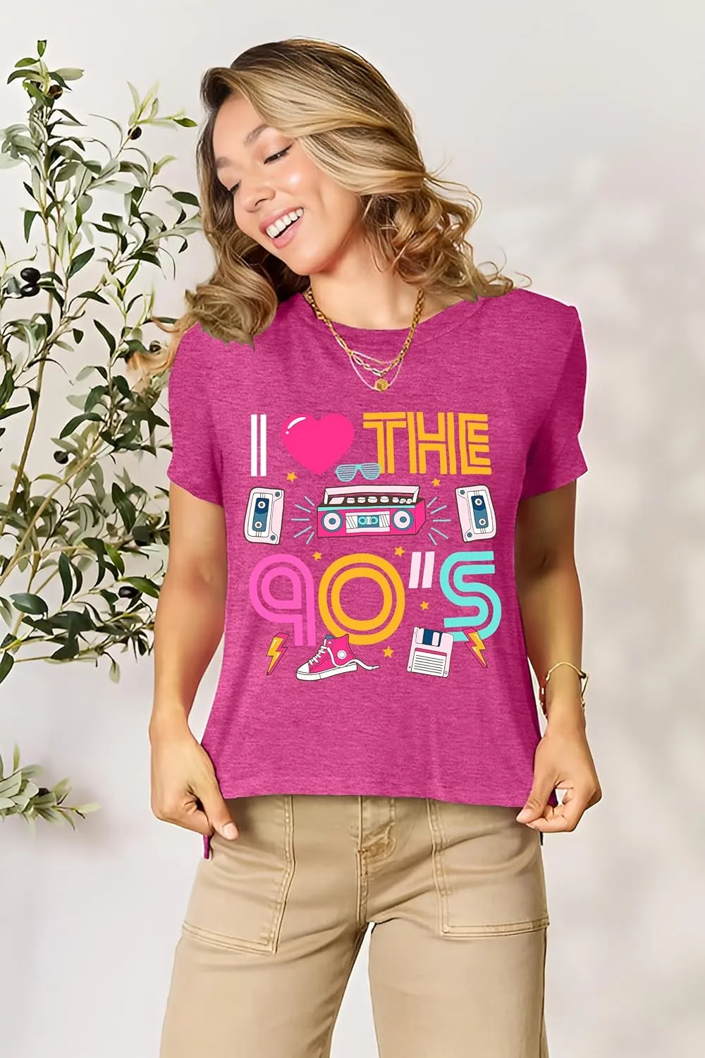 90s Shirt for Women Back to The 90's Shirt Vintage 1990s Theme Party Shirt Retro Casual Loose Tee Tops