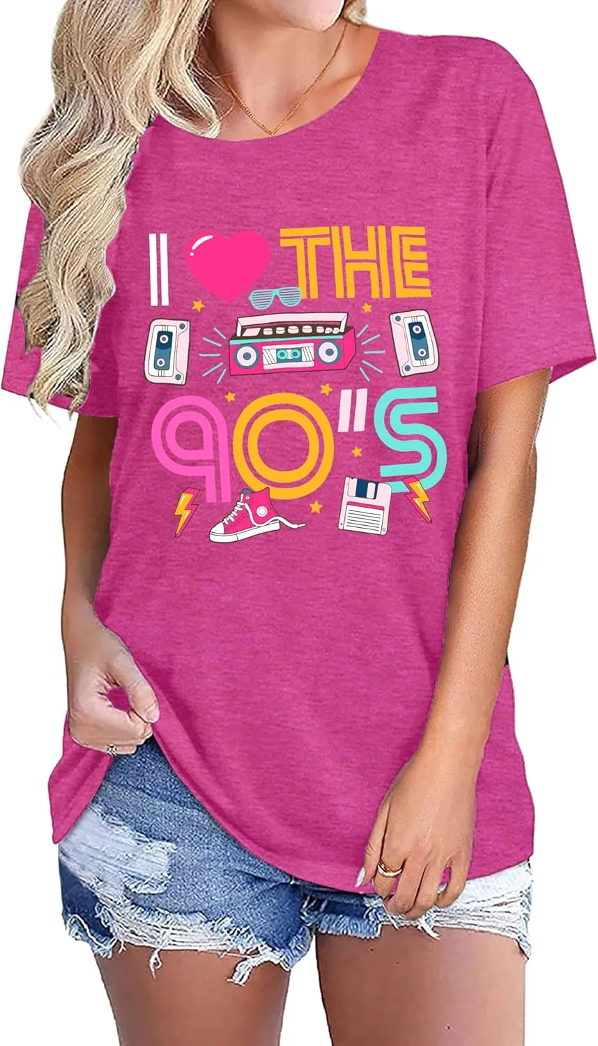 90s Shirt for Women Back to The 90's Shirt Vintage 1990s Theme Party Shirt Retro Casual Loose Tee Tops