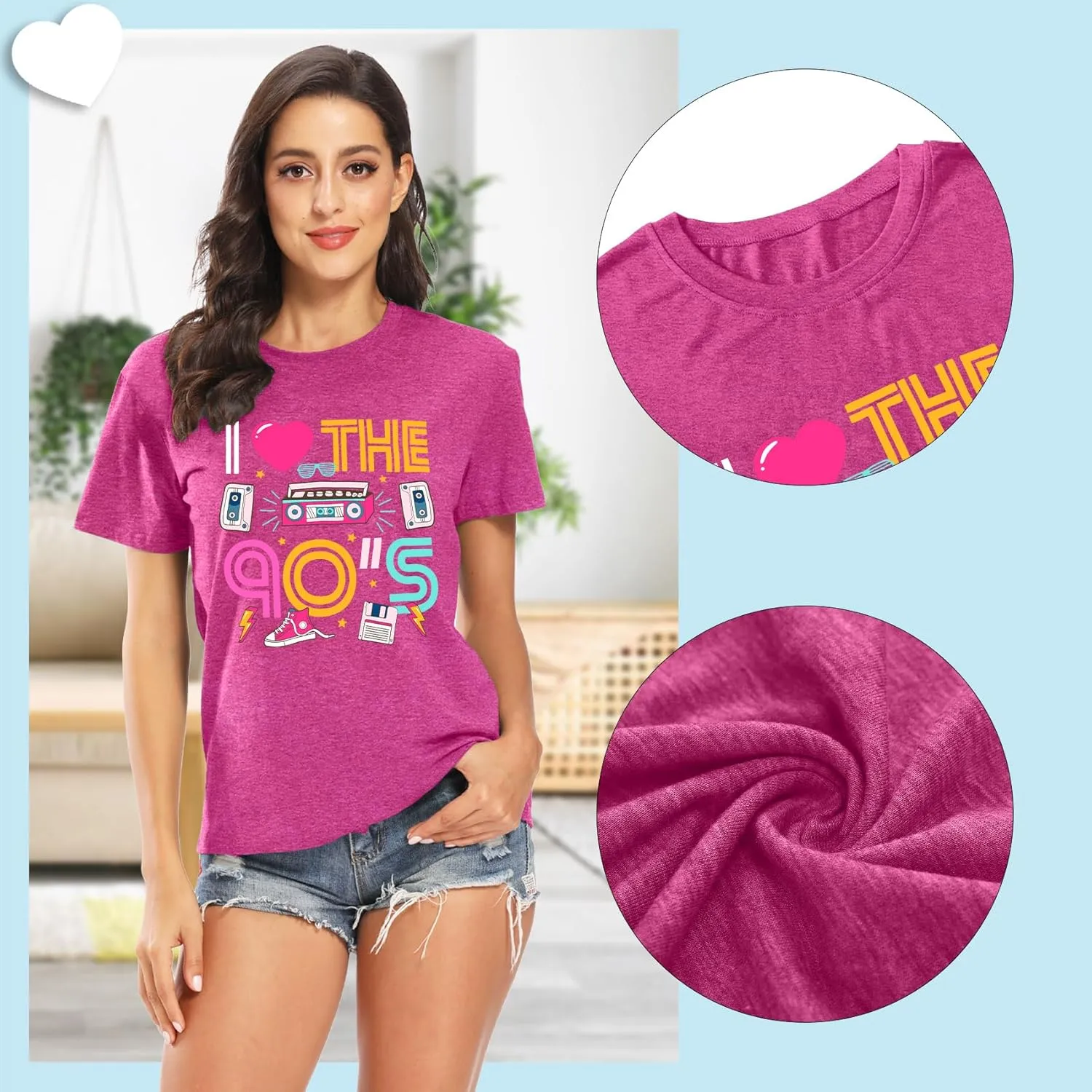90s Shirt for Women Back to The 90's Shirt Vintage 1990s Theme Party Shirt Retro Casual Loose Tee Tops