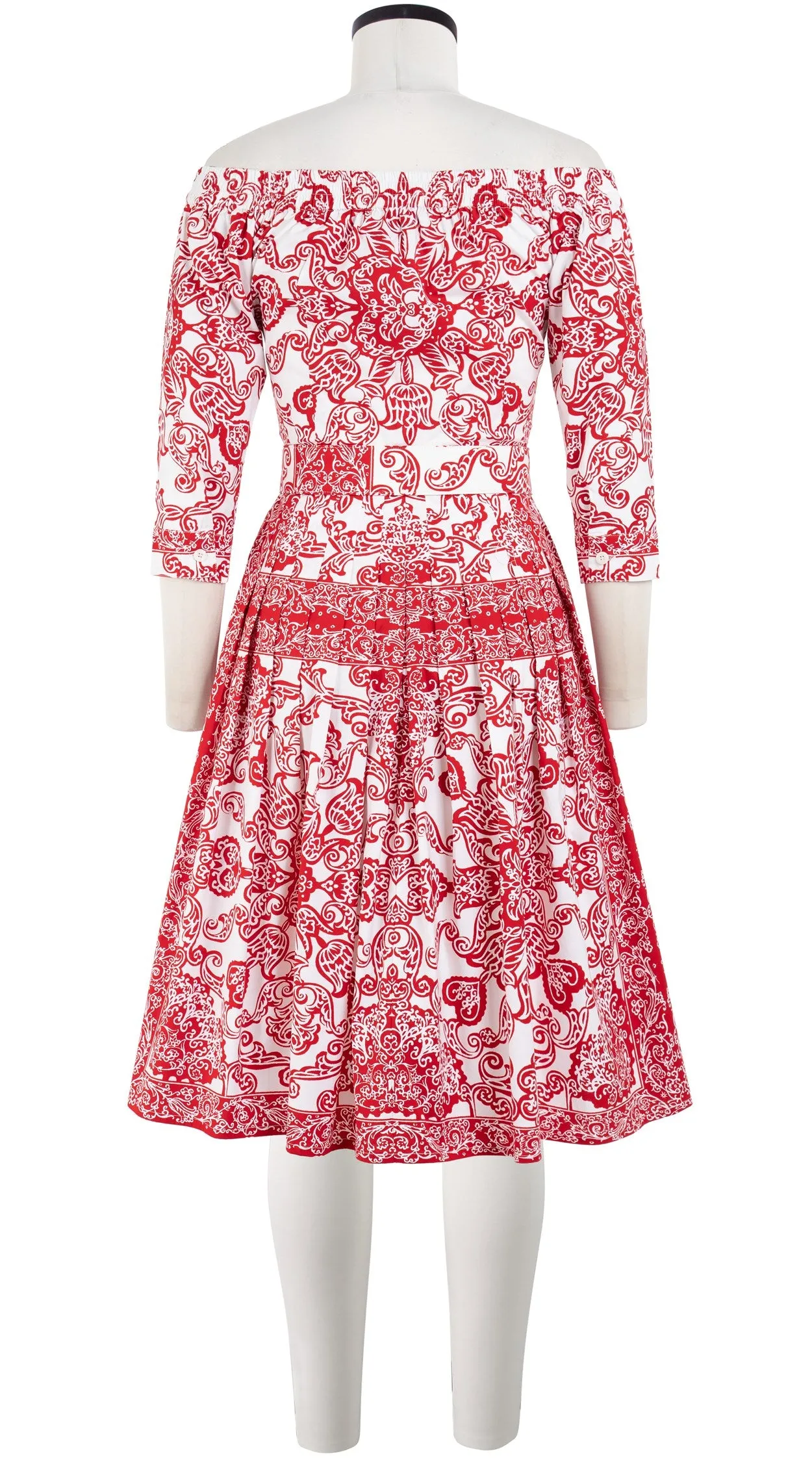 Audrey Dress #2 Off Shoulder Shirt 3/4 Sleeve Cotton Stretch (Casanova Bandana)