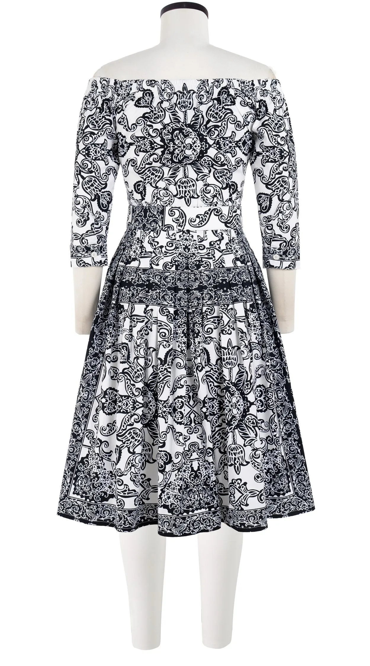 Audrey Dress #2 Off Shoulder Shirt 3/4 Sleeve Cotton Stretch (Casanova Bandana)