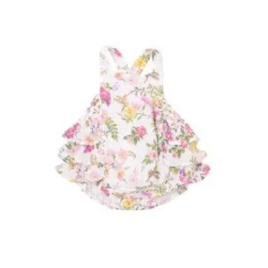 Baby Girl Bubble | Ruffle Sunsuit- Cute Hummingbird | Angel Dear