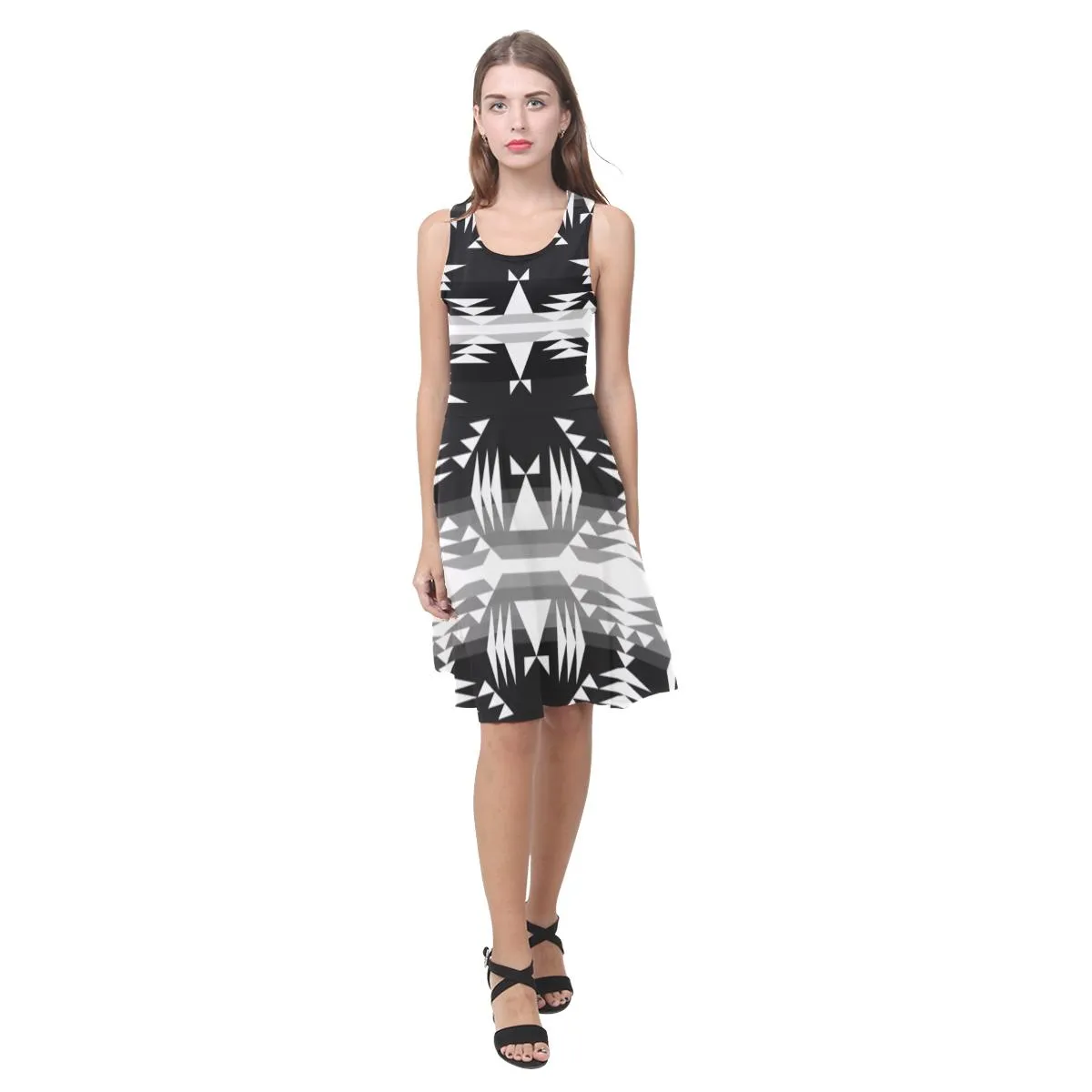 Between the Mountains Black and White Atalanta Casual Sundress