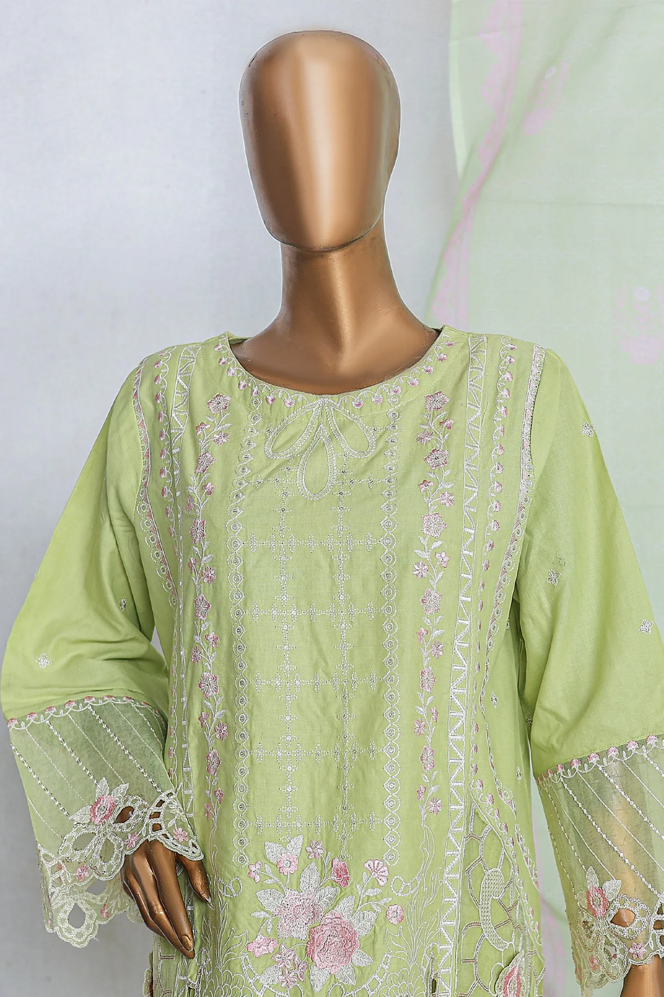 Bin Saeed Stitched 3 Piece Luxury Emb Cotton Vol-03 Collection'2024-LF-1064-Green