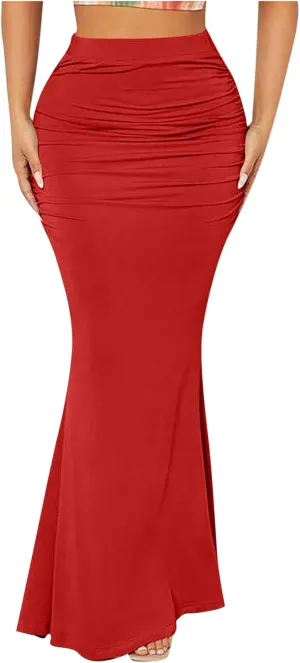 Bodycon Maxi Skirt for Women High Waist Slim Fit Mermaid Long Skirt Stretchy Sexy Clubwear Pencil Skirts