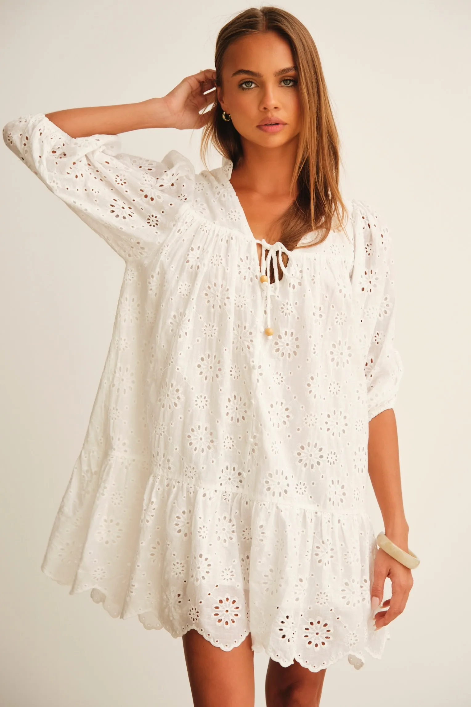 ELVIE MINI DRESS  WHITE
