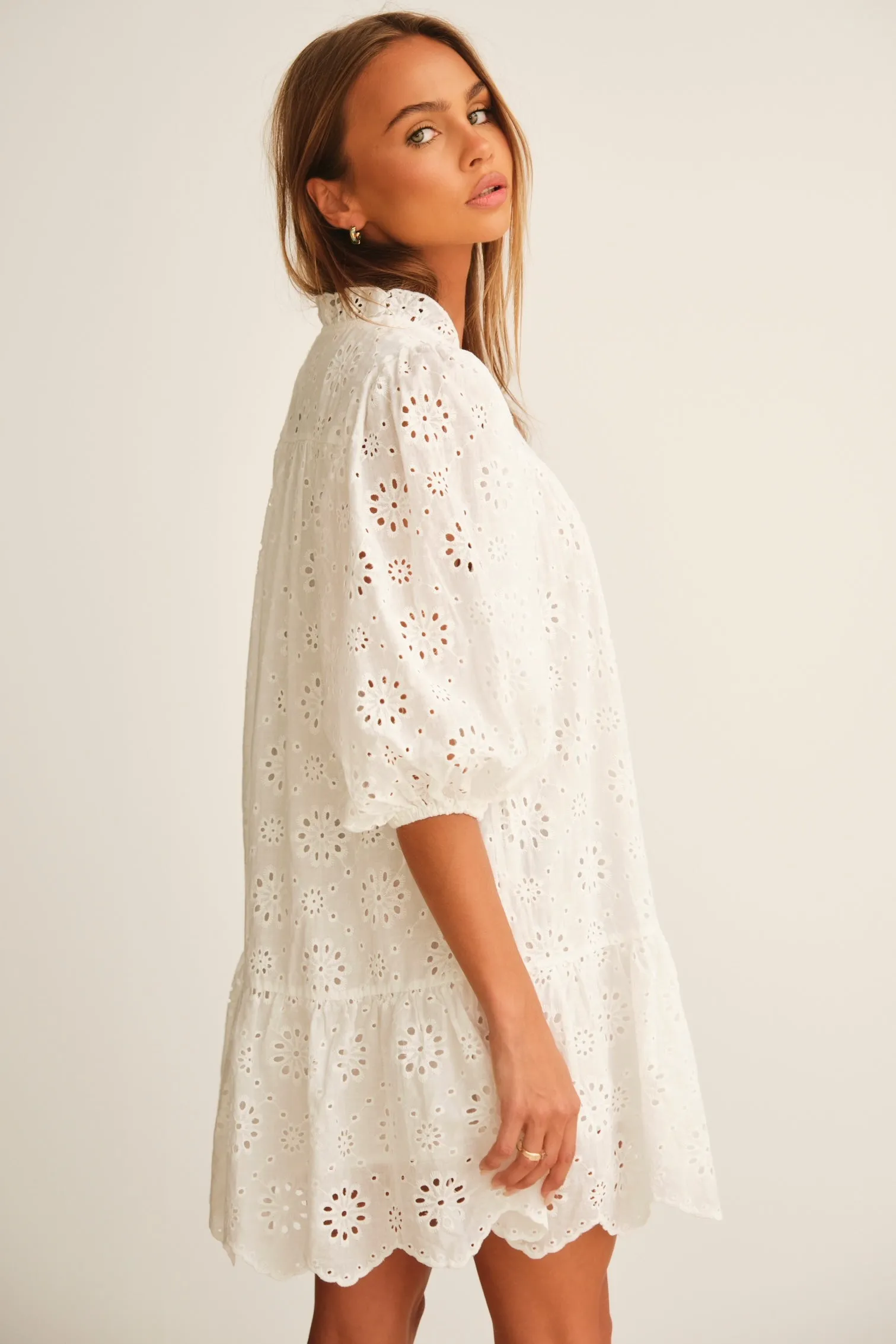 ELVIE MINI DRESS  WHITE