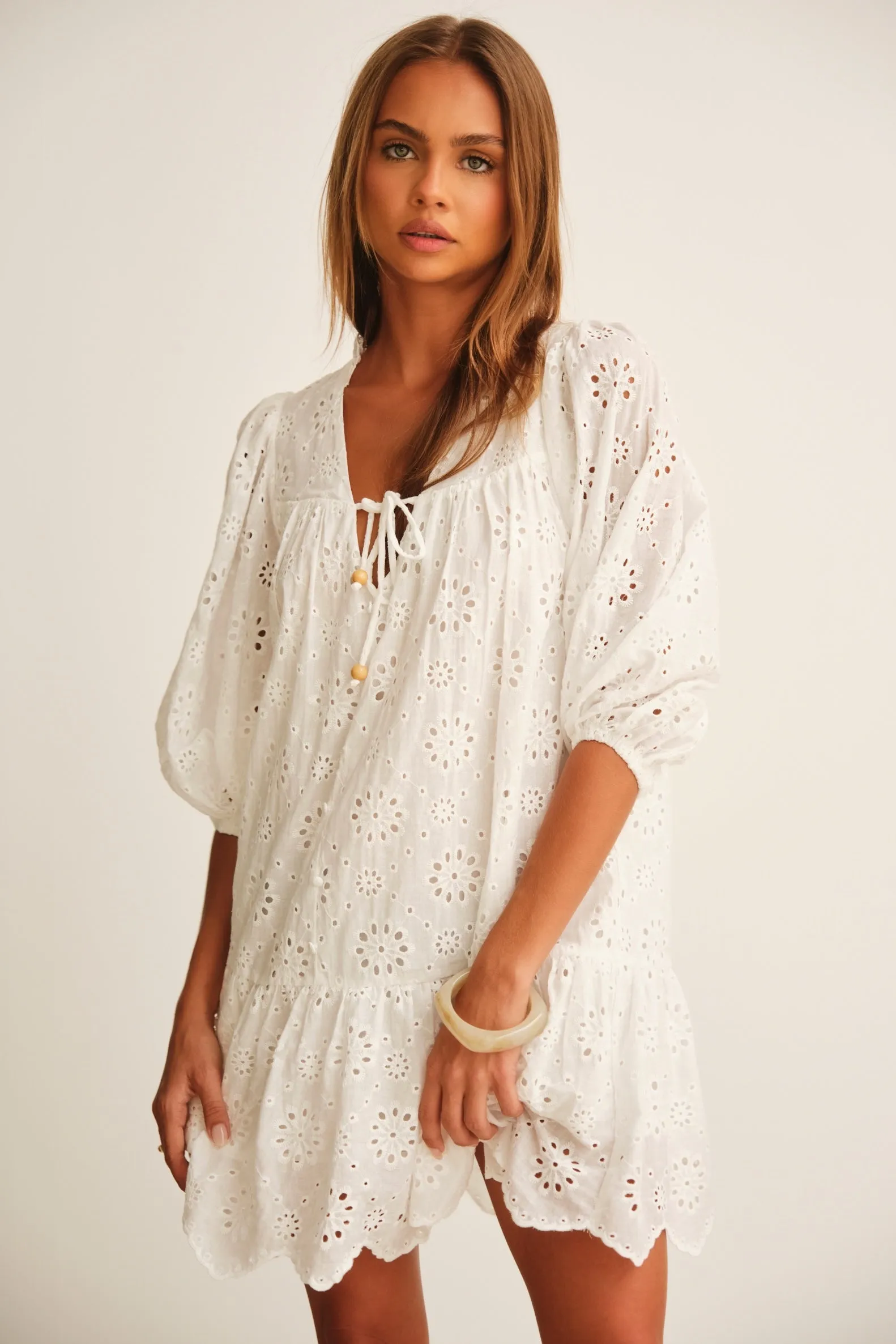 ELVIE MINI DRESS  WHITE