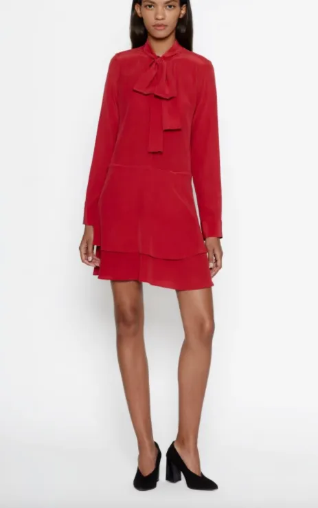Equipment - Natalia Tie Neck Red Nouveau