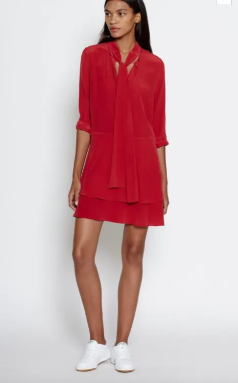 Equipment - Natalia Tie Neck Red Nouveau