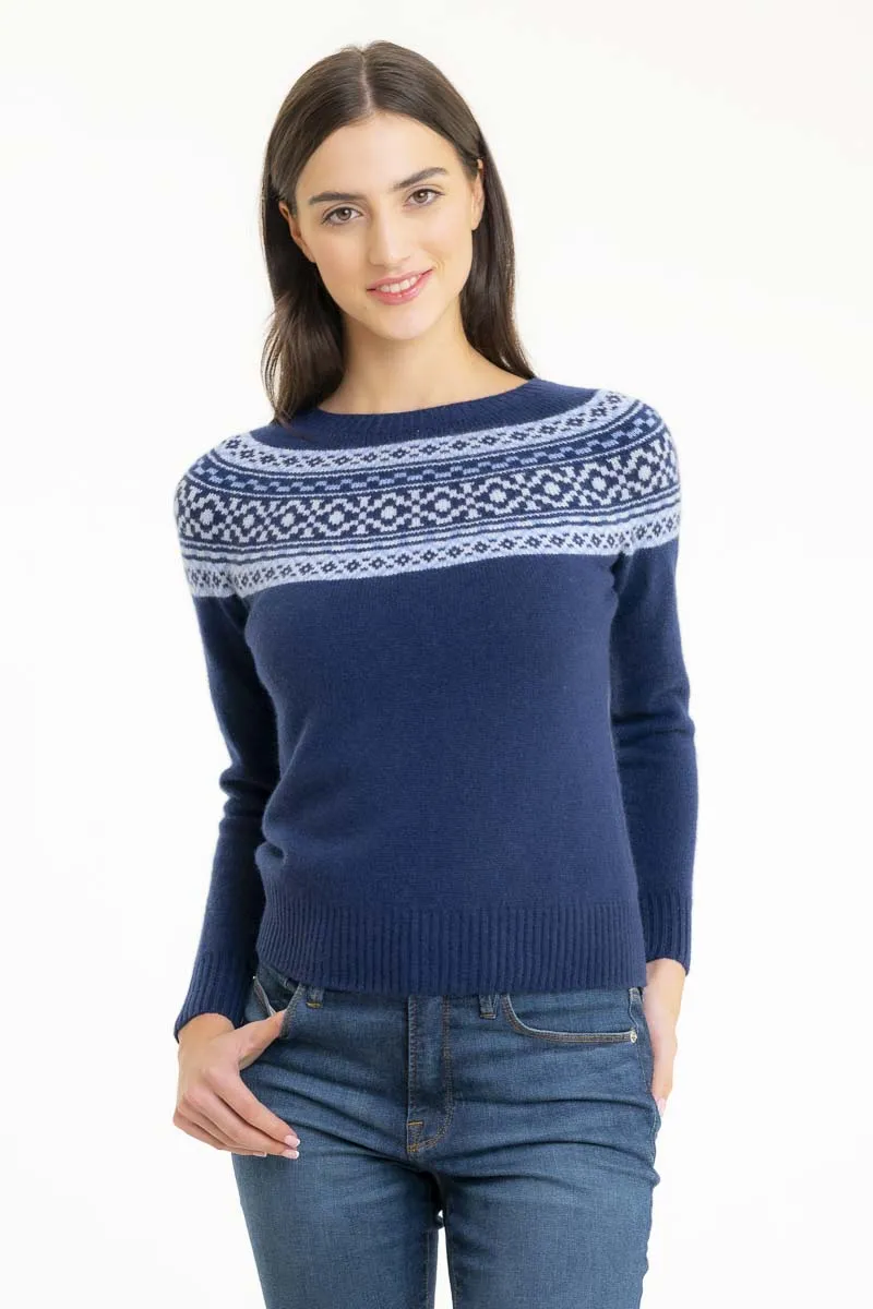 Fair Isle Cashmere Sweater Navy