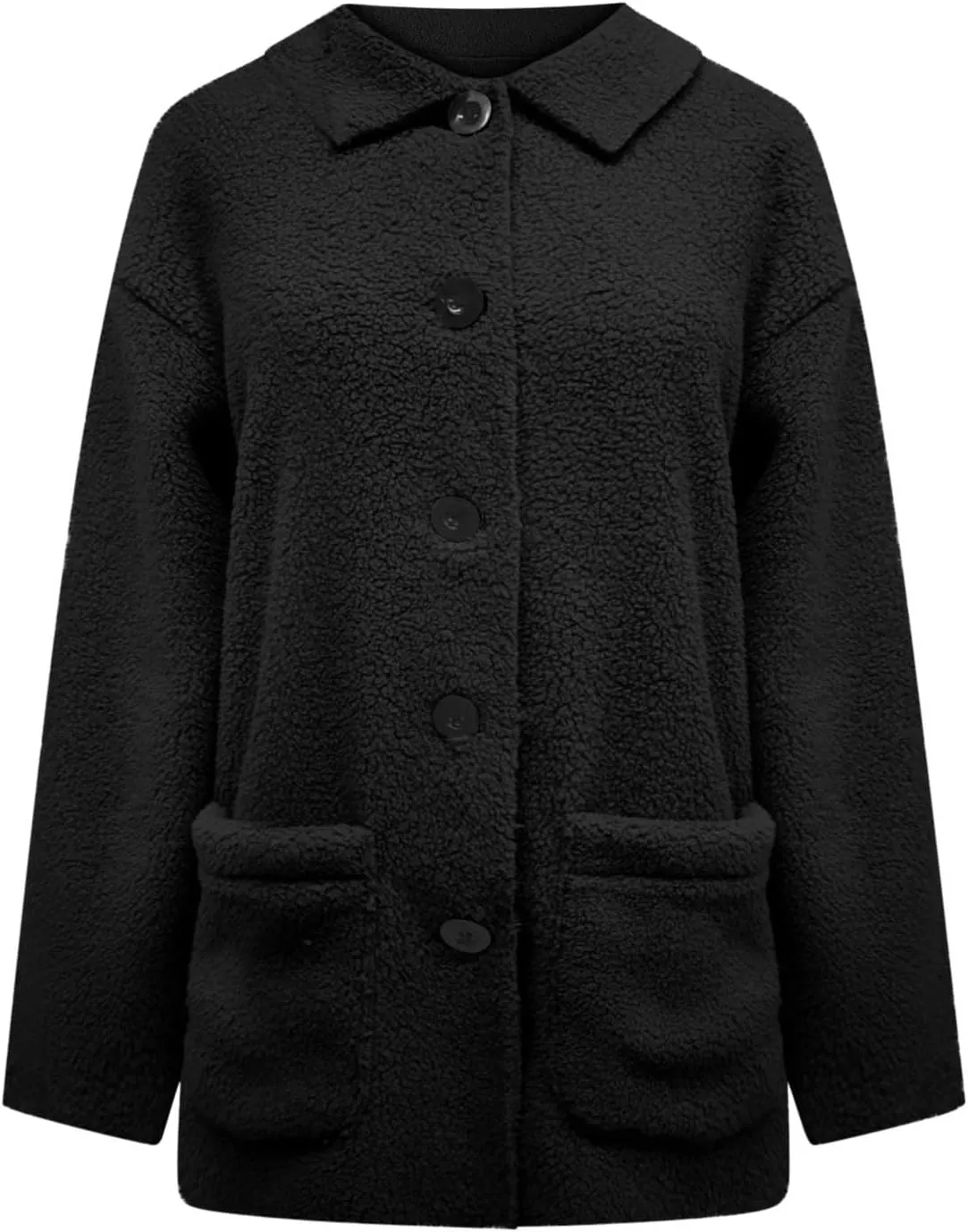 Fall Jackets for Women Trendy Fuzzy Fleece Faux Fur Coat Ladies Button Down Casual Jacket Outfits with Pockets