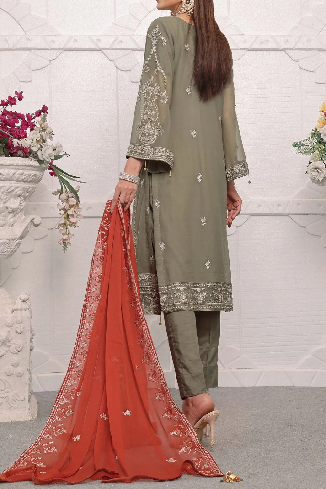 Florum By Soghat Unstitched 3 Piece Luxury Formals Handwork Chiffon Collection'2024-D-05