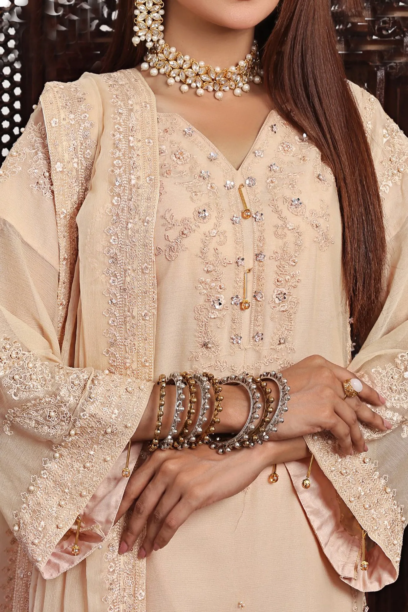 Florum By Soghat Unstitched 3 Piece Luxury Formals Handwork Chiffon Collection'2024-D-06