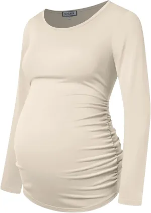 GINKANA Women's Baseball Crew Neck Flower Raglan Sleeve Maternity T-Shirt Top Pregnancy Shirt