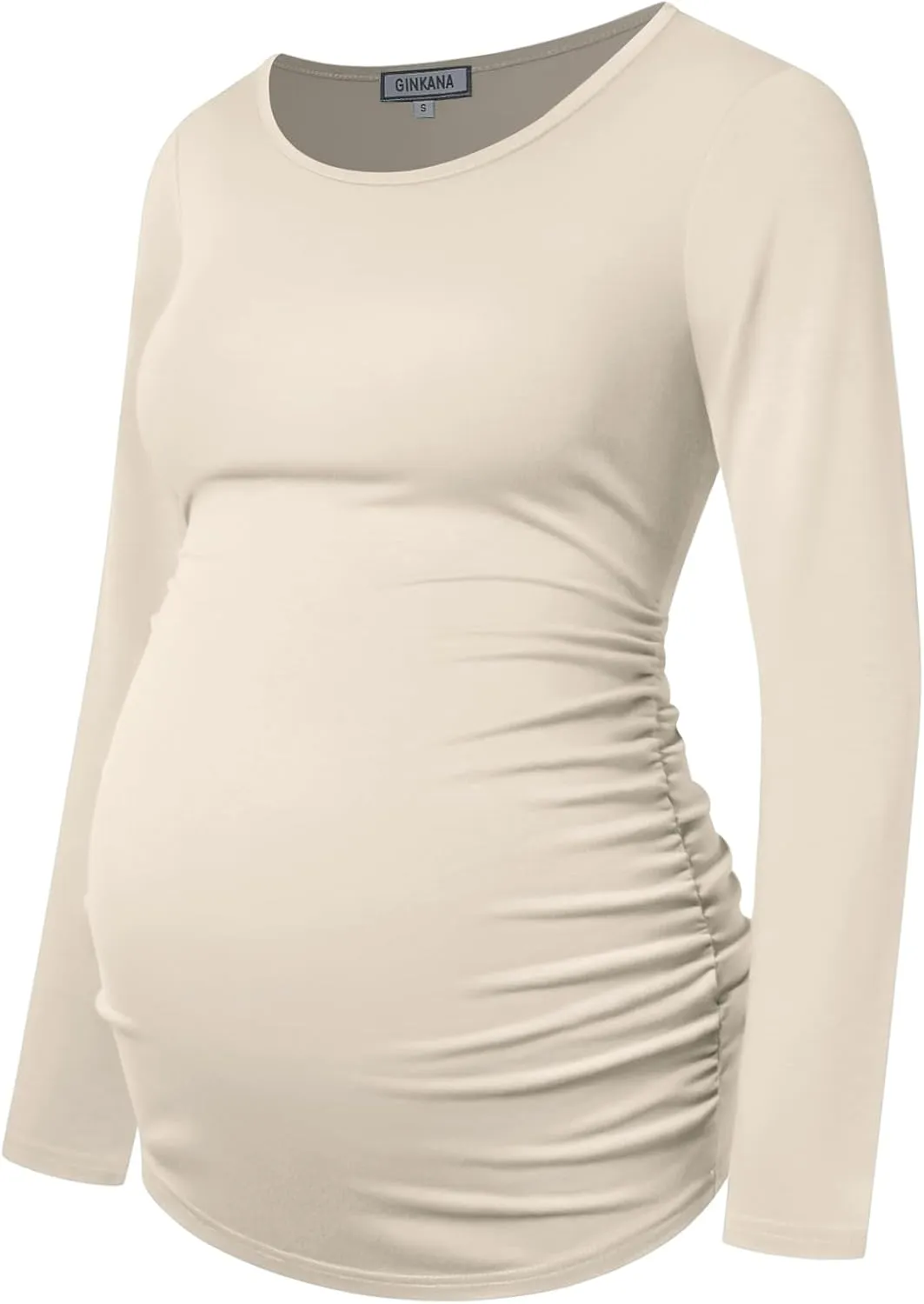 GINKANA Women's Baseball Crew Neck Flower Raglan Sleeve Maternity T-Shirt Top Pregnancy Shirt