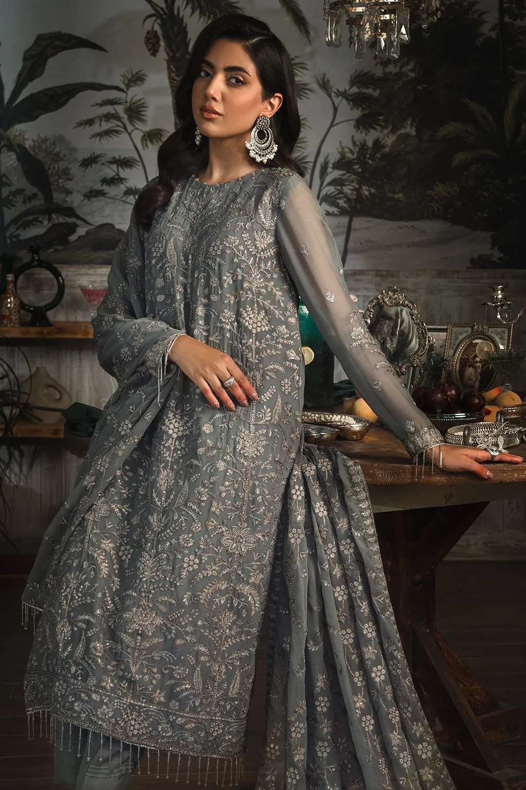 La Rosella by Zarif Unstitched 3 Piece Luxury Formals Collection'2023-ZLR-07-Noir