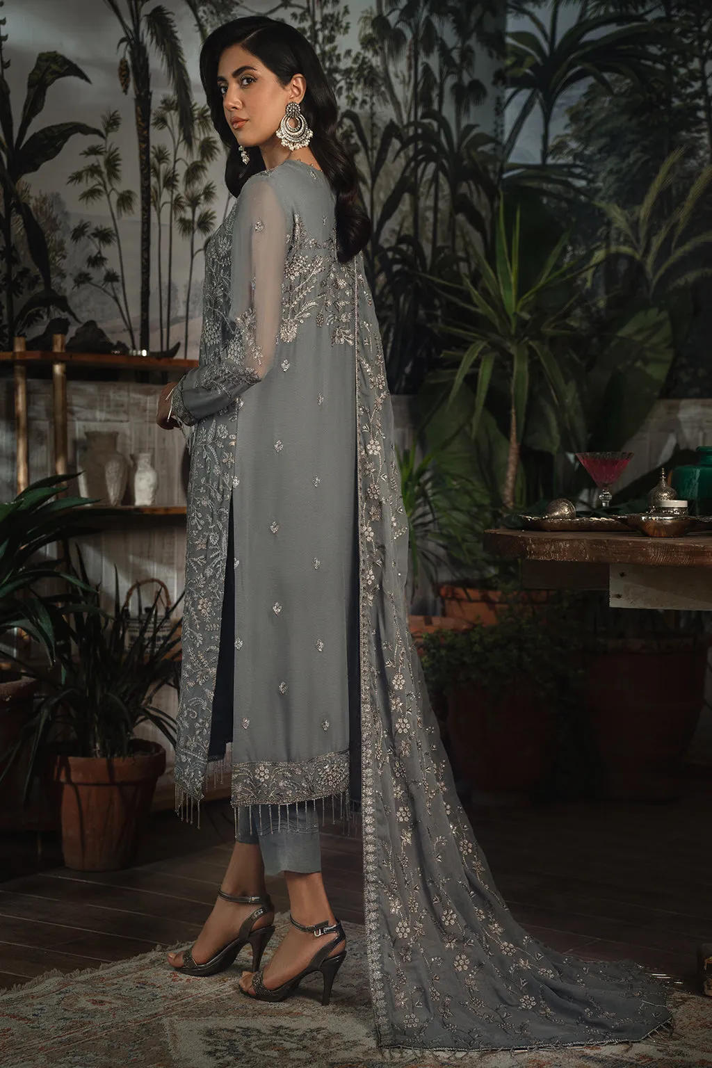 La Rosella by Zarif Unstitched 3 Piece Luxury Formals Collection'2023-ZLR-07-Noir