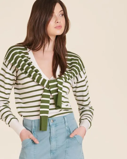 Leni Striped Tie Sweater