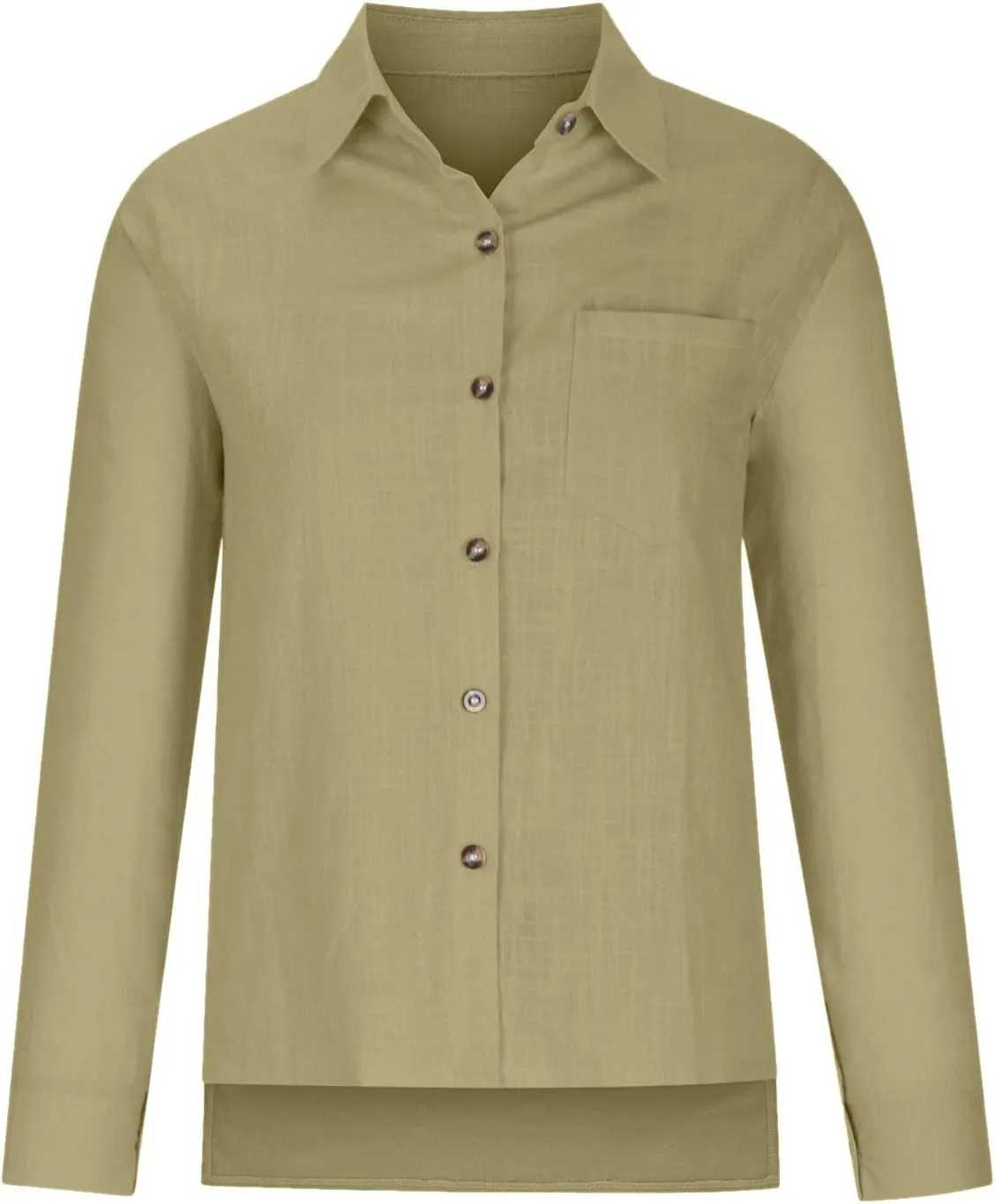 Linen Shirts for Women Summer Long Sleeve Lapel Button Down Shirt Lightweight Gauze Tops Loose Casual Blouses