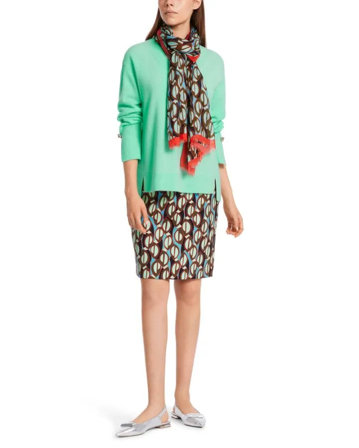 Marc Cain Cashmere Blend Slit Detail V-Neck Sweater