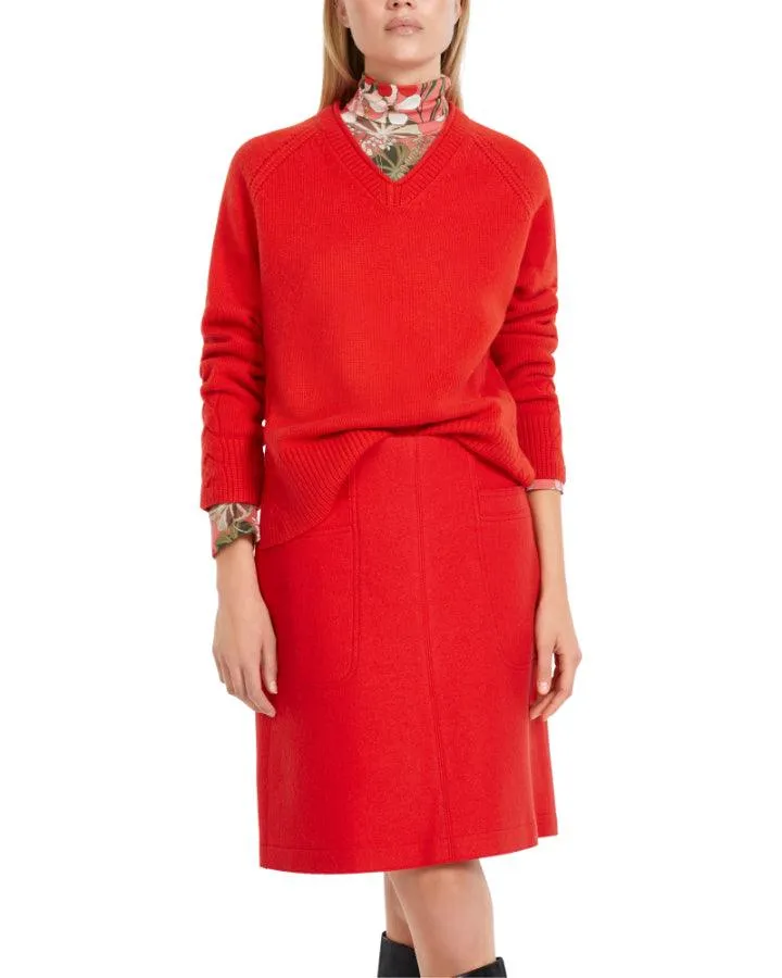 Marc Cain Firey Red Cashmere Blend Pullover