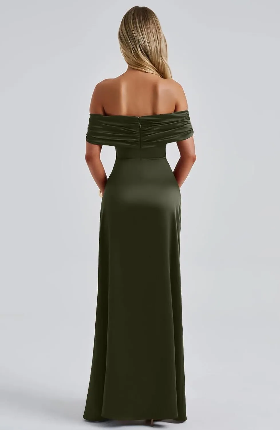 Memoriesea Women's Elegant Off Shoulder High Split Bodycon Evening Wedding Maxi Dress