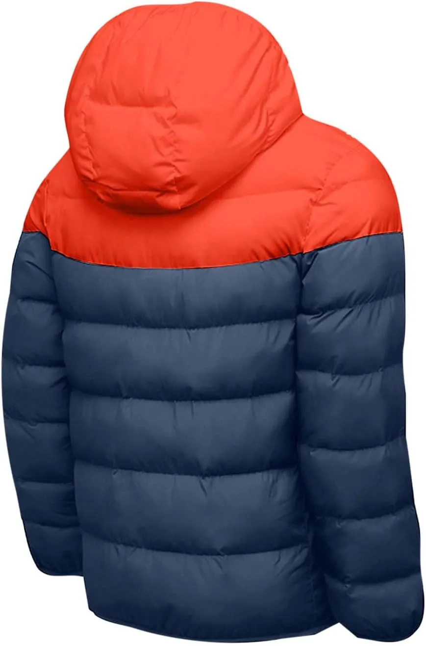 Mens Puffer Jacket Color Block Down Jacket Lightweight Insulated Jacket Padded Quilted Jacket Warm Hoode Winter Coat