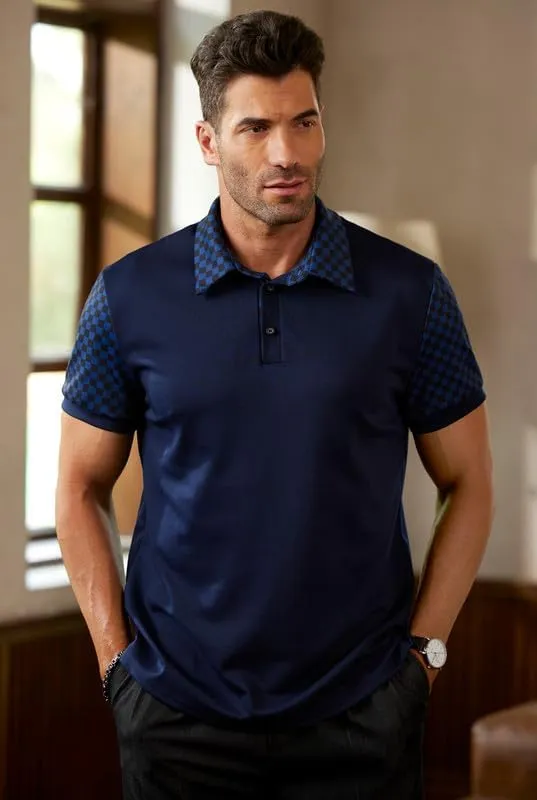 Men's Short Sleeve Vintage Polo Shirt Casual Slim Fit Golf Shirt (S-2XL)