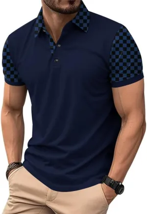 Men's Short Sleeve Vintage Polo Shirt Casual Slim Fit Golf Shirt (S-2XL)