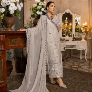 Merakish Luxury Embroidered Chiffon Collection – Cloud Gray
