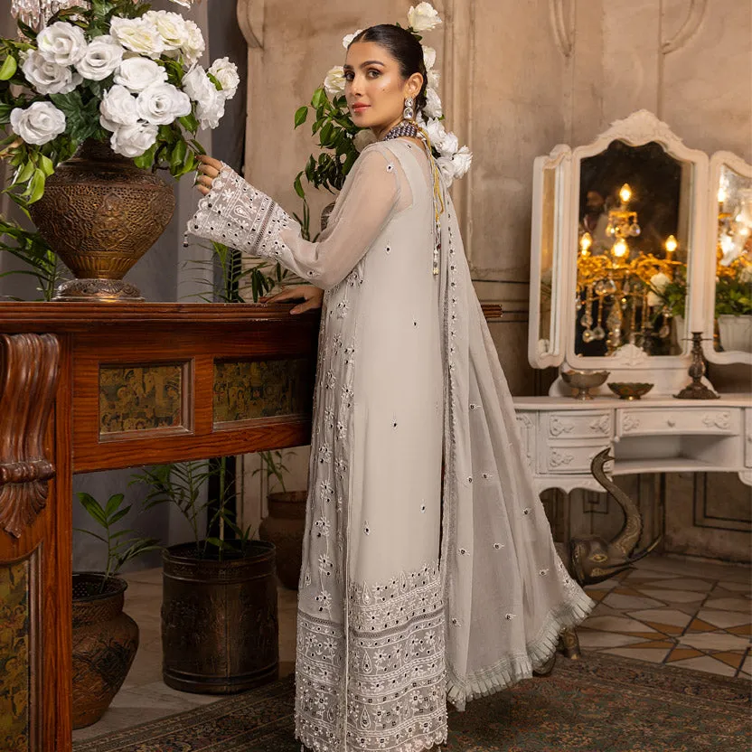 Merakish Luxury Embroidered Chiffon Collection – Cloud Gray