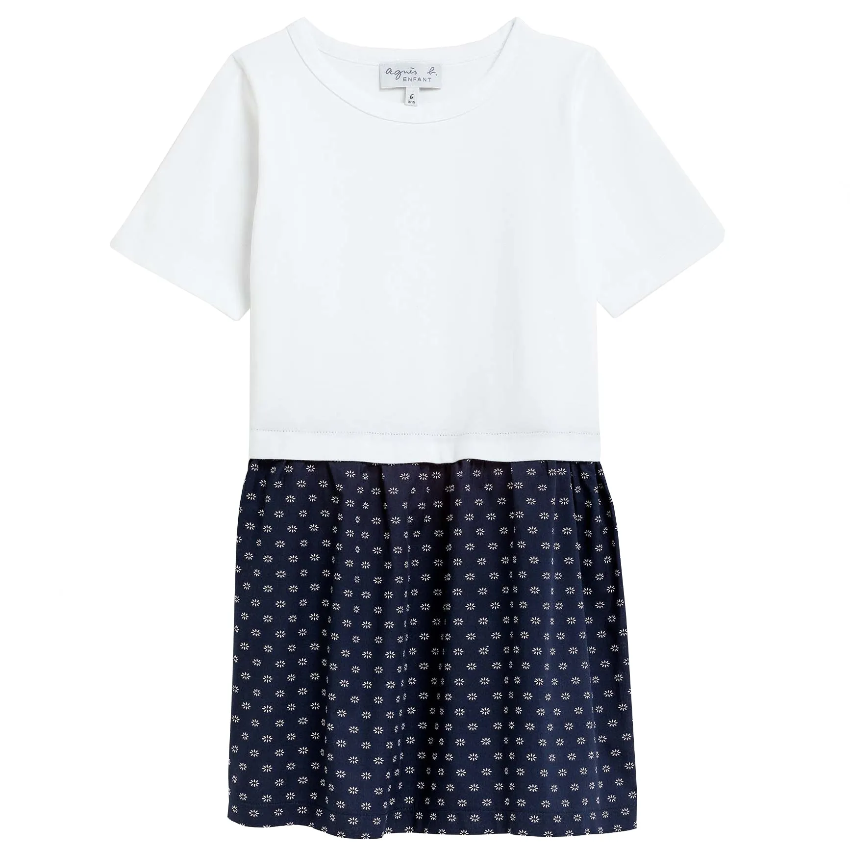 Patterned Skirt T-shirt Dress - White