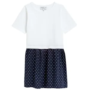 Patterned Skirt T-shirt Dress - White
