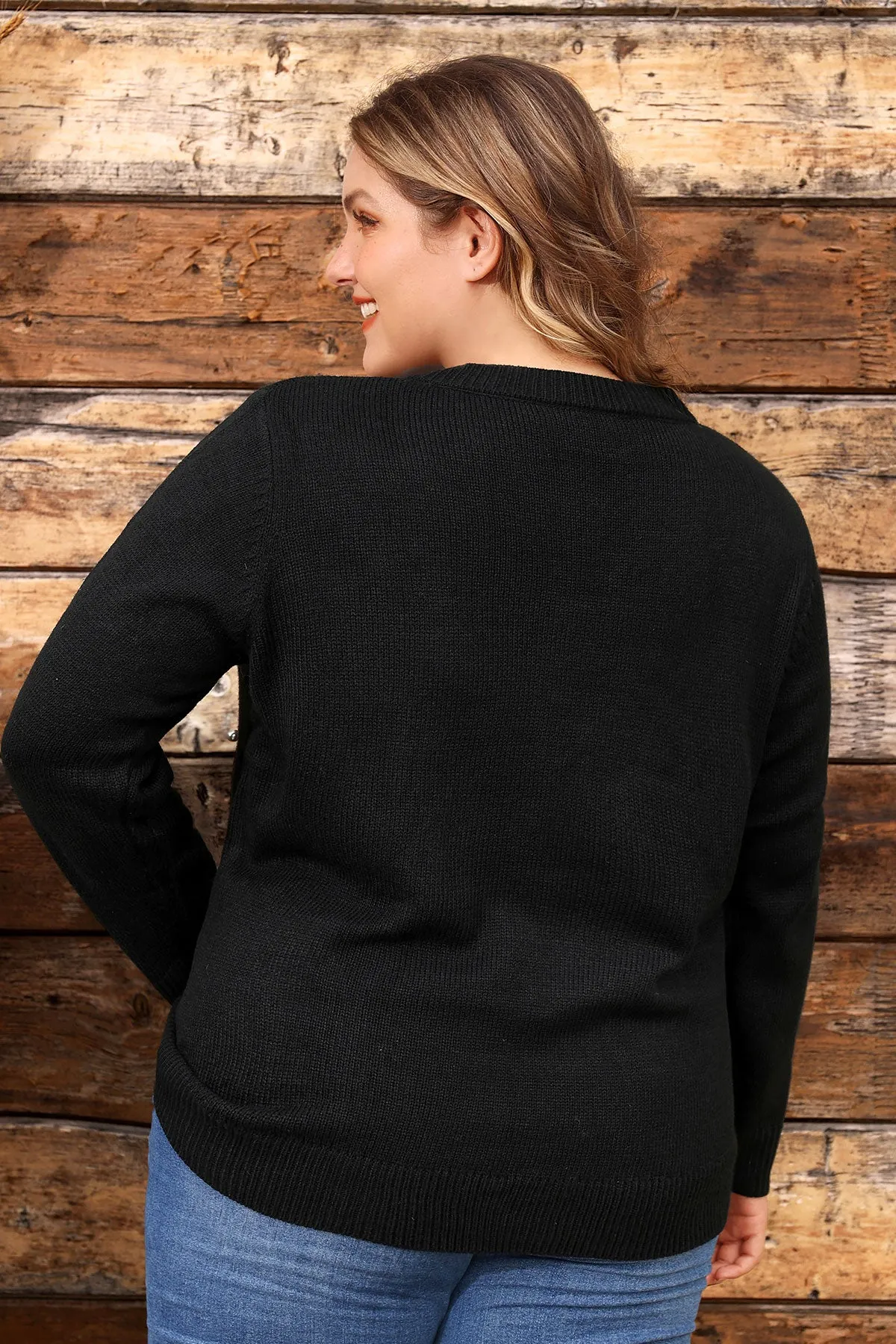 Pearl V Neck Wool Long Sleeve Sweater