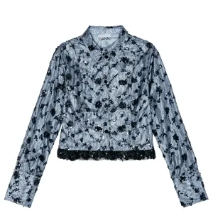 Sequin Lace Cropped Shirt