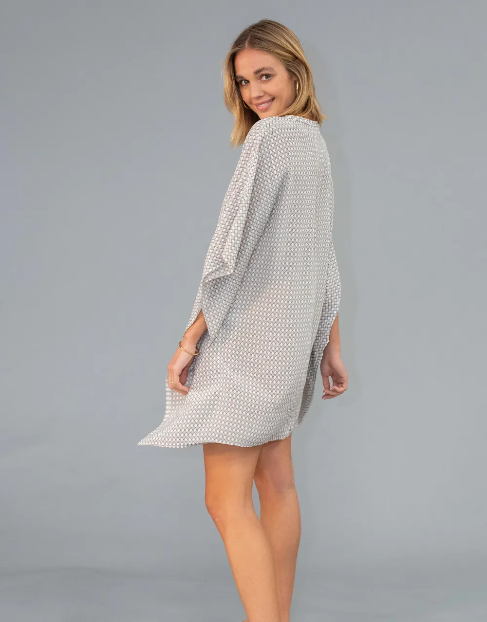 Silk Kaftan Dress in Beige