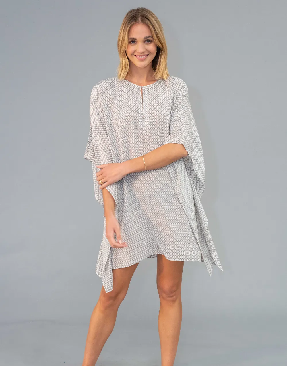 Silk Kaftan Dress in Beige
