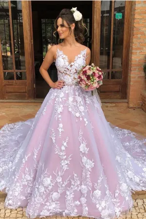 V Neck White Lace Long Prom Dress, Long White Lace Formal Evening Dress, Lace Wedding Dress