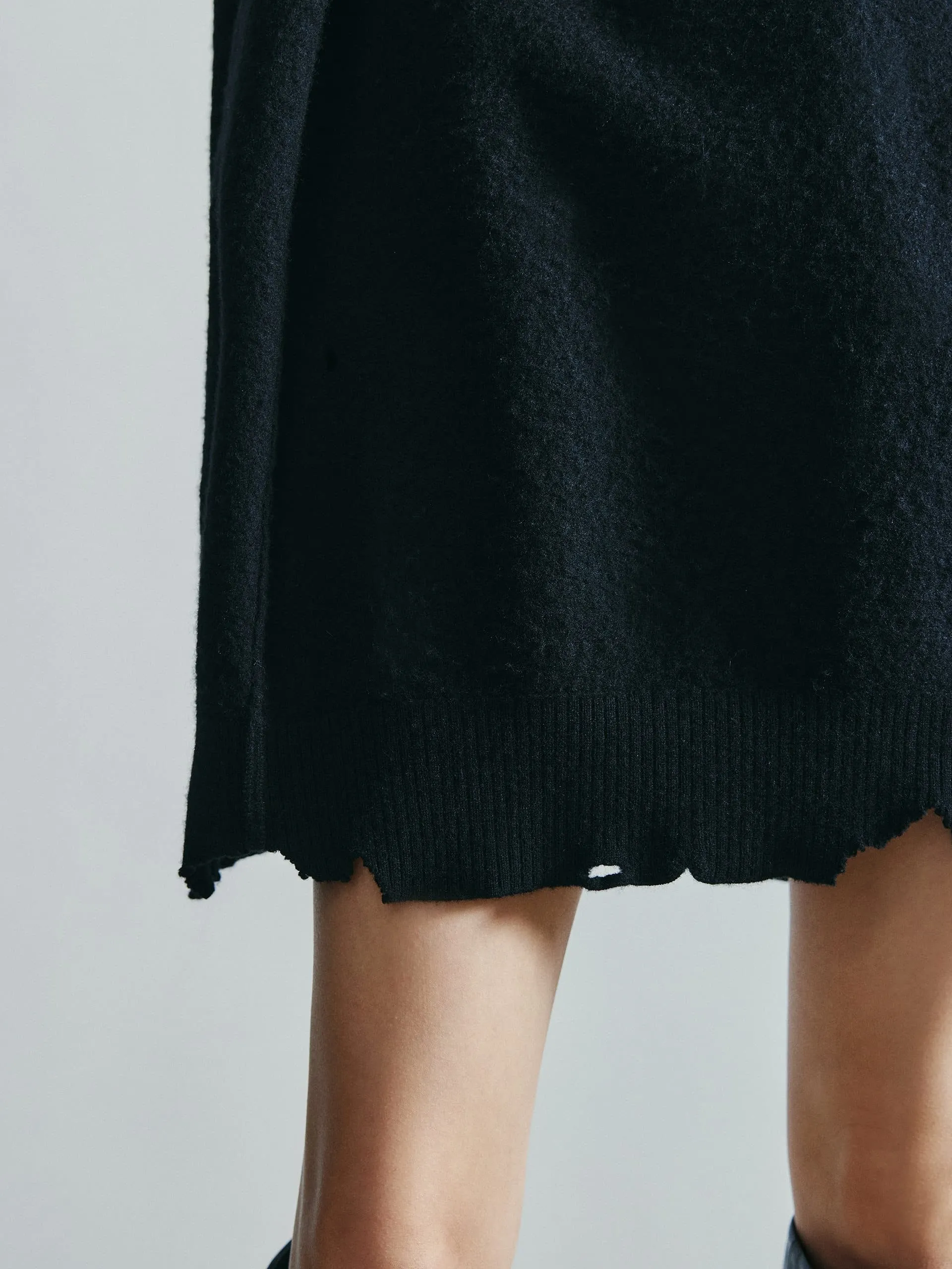 V-neck Wool Mini Dress