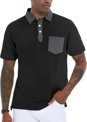 V VALANCH Polo Shirt for Men Short Sleeve Golf Polo Moisture Wicking Collared Tennis T Shirt