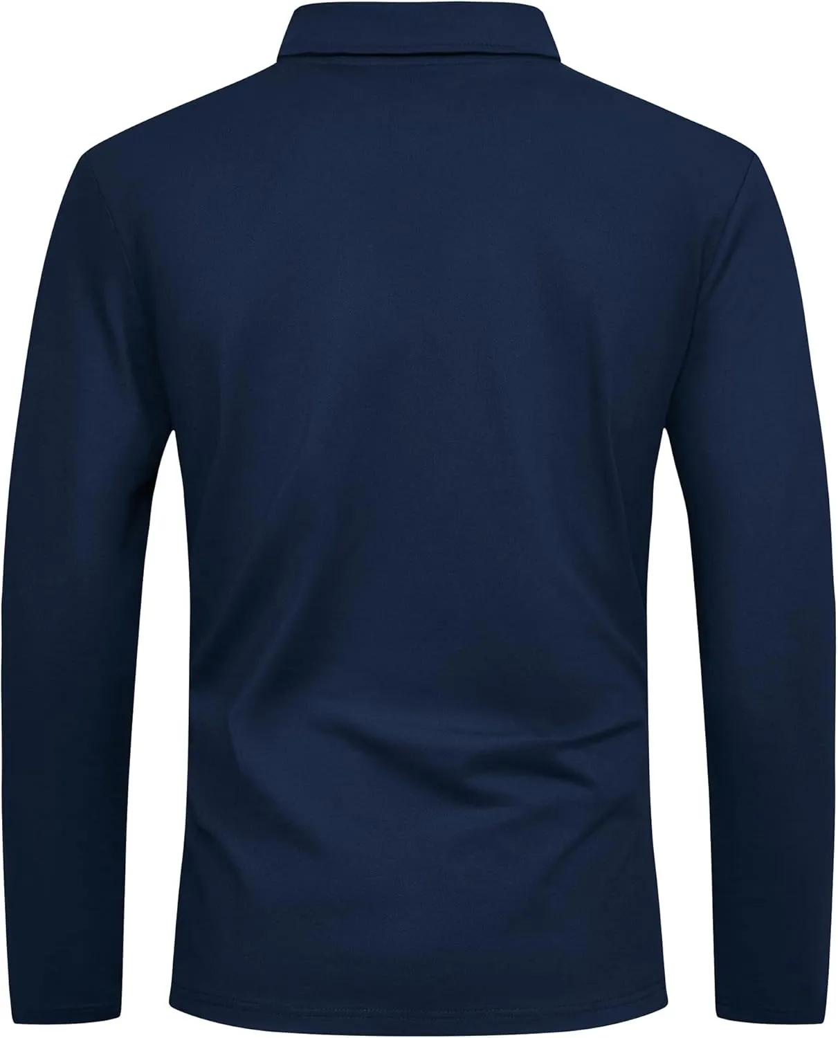 V VALANCH Zipper Polo Shirts Men Long Sleeve Golf Shirt Collared Tennis Shirt