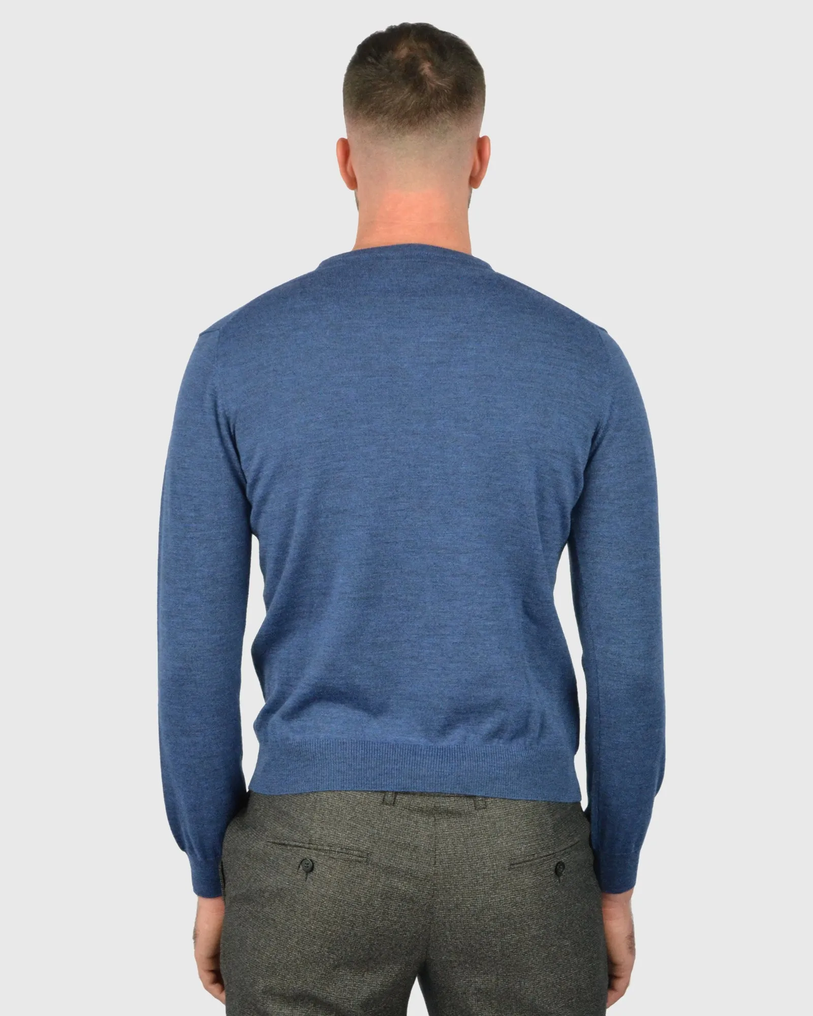 VISCONTI W23V AVIATOR-BLUE WOOL V-NECK SWEATER