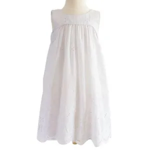 White Cotton Embroidery Toddler Dress