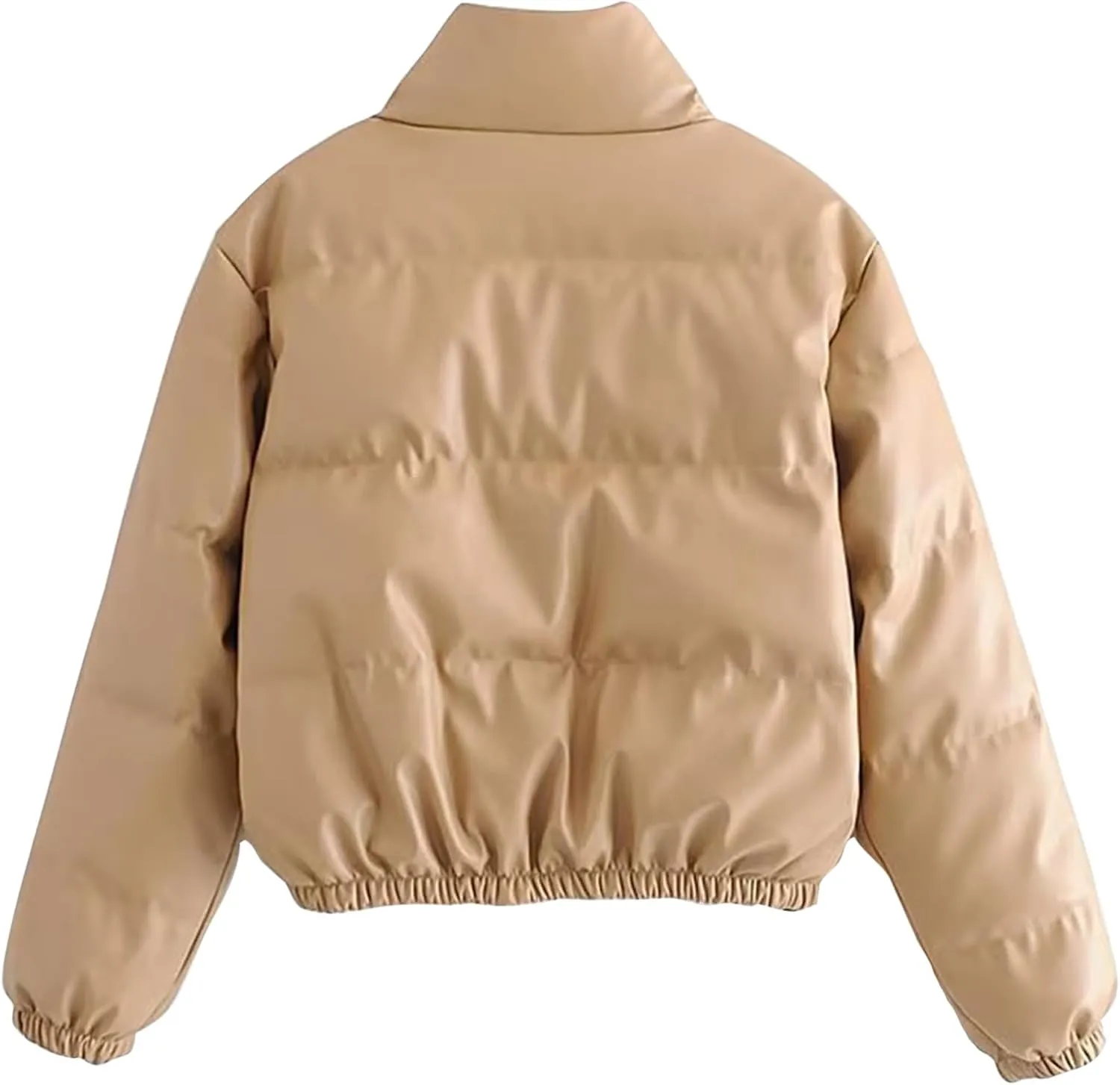 Women Cropped Puffer Jacket Winter Shiny Coat Parka Fashion Zip Up Short Bubble Padded Down Coats Fashion Y2k Outerwear