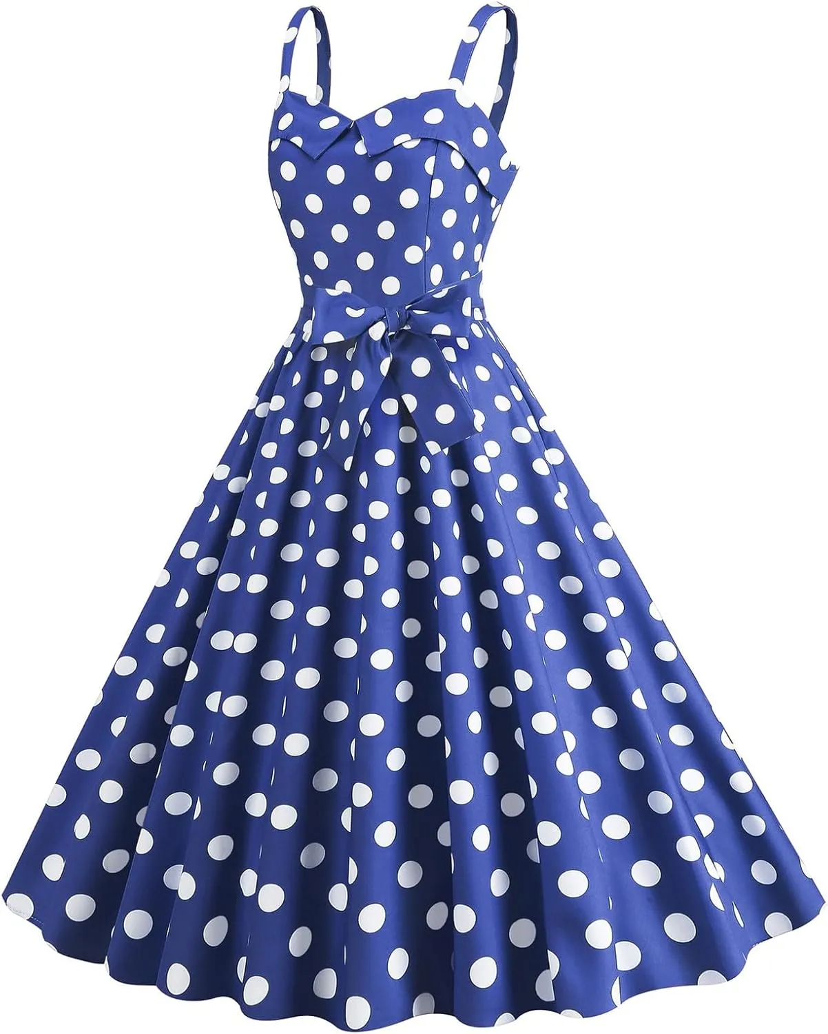 Women Vintage Polka Dot 1950s Rockabilly Halter Hepburn Dress Retro Polka Dot Evening Cocktail Swing Dresses