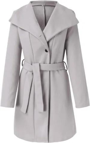 Women's Trench Coats Double Breasted Coat 2024 Fall Winter Mid Long Wool Blend Outwear Trendy Oversized Pea Overcoat
