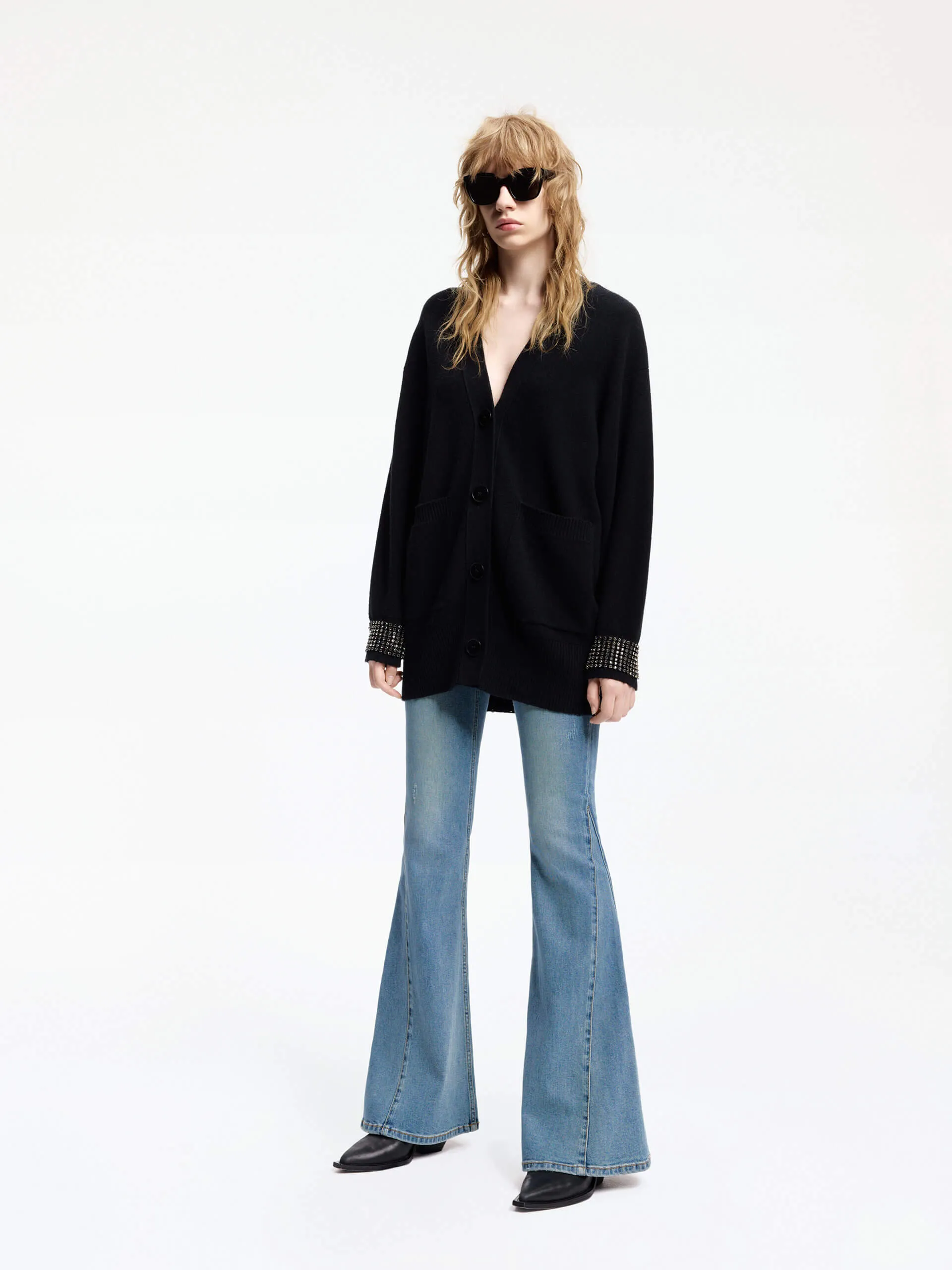 Wool V-neck Knit Cardigan