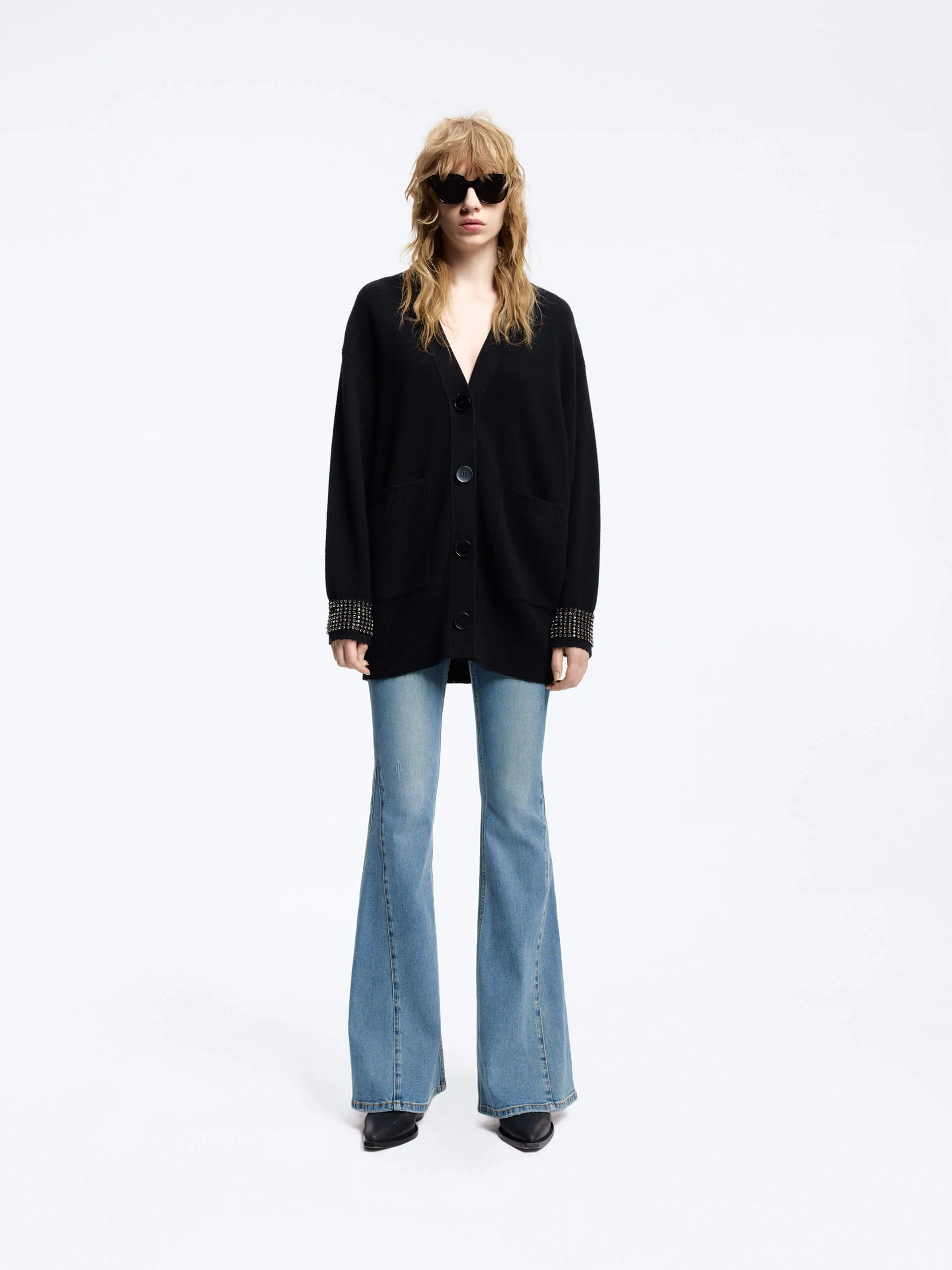 Wool V-neck Knit Cardigan