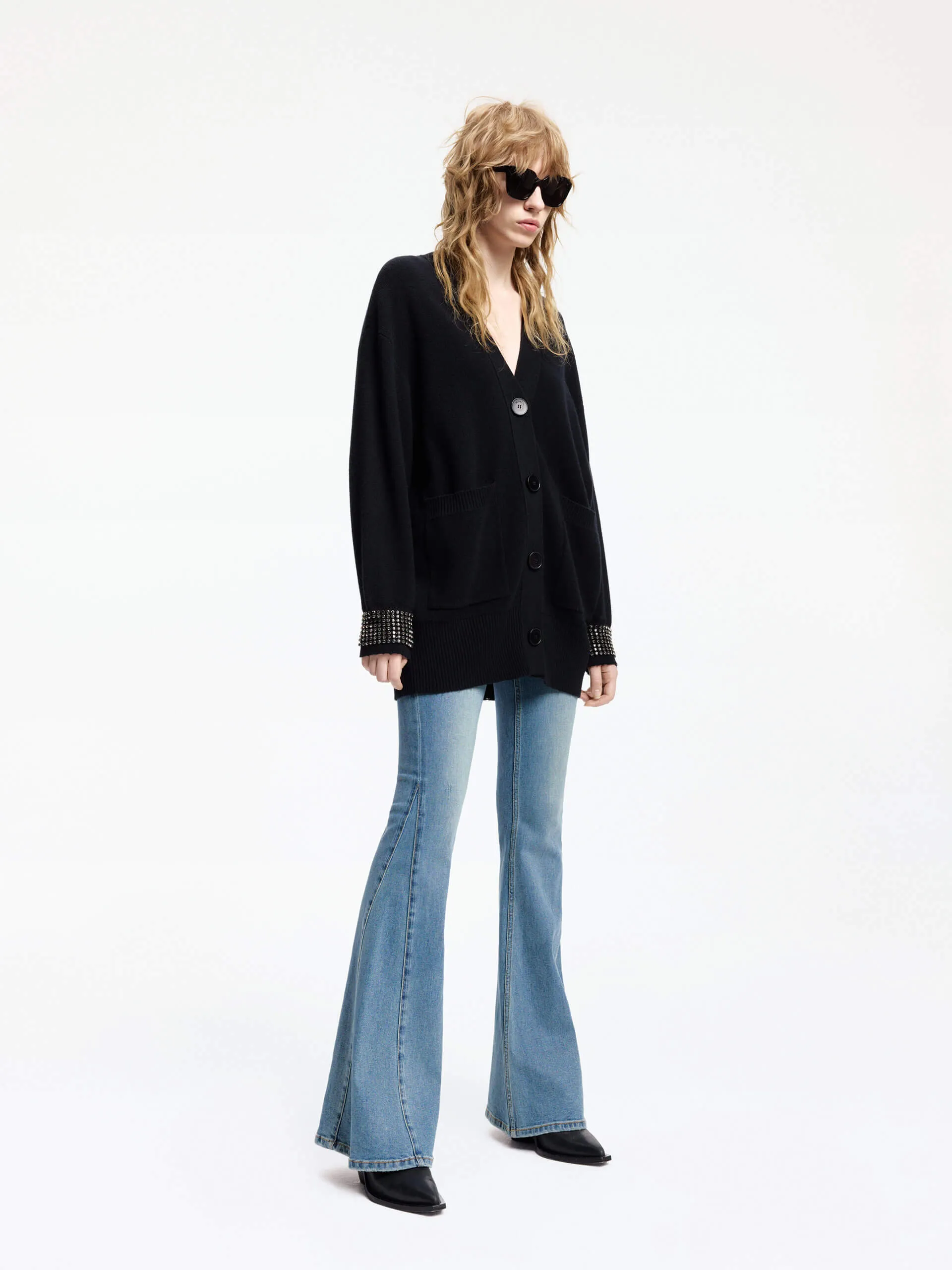 Wool V-neck Knit Cardigan